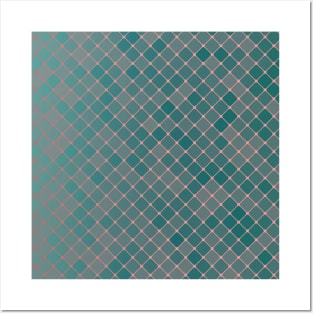 Teal and Pink Gradient Geoemetric Pattern Posters and Art